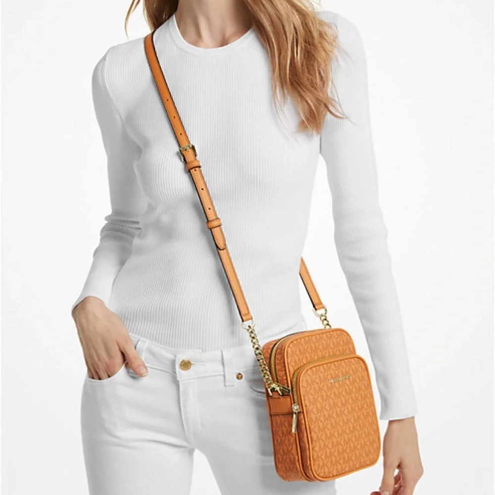 MICHAEL KORS Jet Set Travel Medium Signature Logo Crossbody Bag CIDER NWT